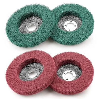 Bild av SI FANG 4 st 100 mm nylonfiberklaffskivor polerhjul, 120 &amp; 320 korn blandade slipskivor, tum professionell polering skurdyna sliphjul, elastisk slipning av metall och trä