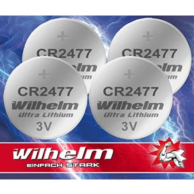 Bild av 4 x CR2477 CR 2477 WILHELM litium knappcell 3 V 1 070 mAh ø 24 7,7 mm batteri DL2477