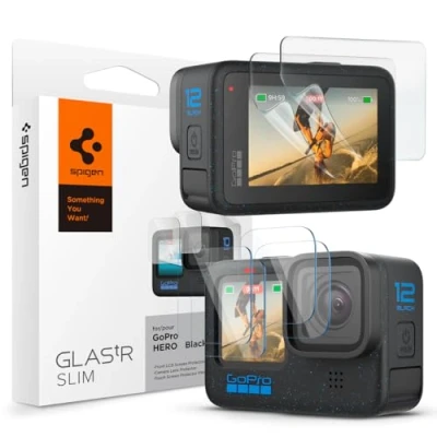 Bild av Spigen Skärmskydd kompatibel med GoPro Hero 12, 11, 10, 9 Black, 6 Stycken (4 Linsskydd av Härdat Glas + 2 Skärmskydd), Kristallklart, Responsiv Touch, Case friendly