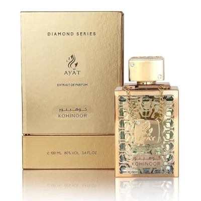Bild av Ayat Perfumes Eau De Parfum Diamond Series 100 ml parfym för kvinnor och män Dubai tillverkad i Förenade Arabemiraten En orientalisk sensuell doft blandad (KOHINOOR)