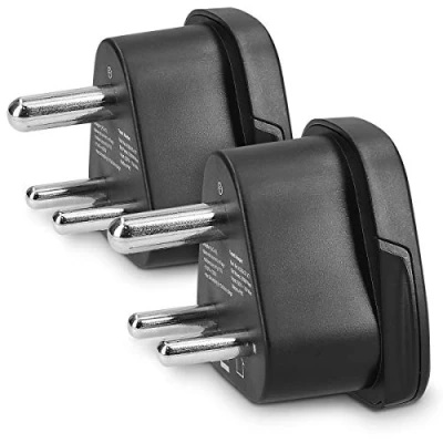 Bild av kwmobile 2x reseadapter typ D universell till uttag för semestrar i Indien, Sri Lanka, Nepal, UAE, Nigeria svart 2 pack