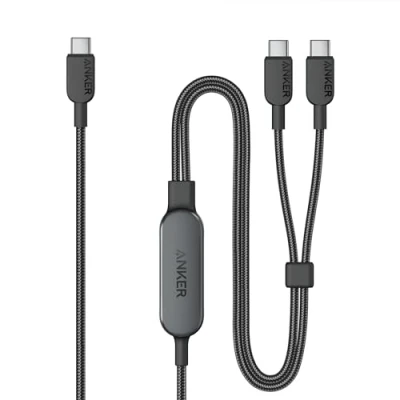 Bild av Anker USB C till Kabel, 140 W Max 2 i 1 Kabel 1,2 m, för iPhone 16/16 Pro/16 Pro Max/16 Plus/15 Serien, Galaxy S24/S23, MacBook Air/Pro, Lenovo, HP, iPad Och Mer (USB 2.0, Flätad Design)