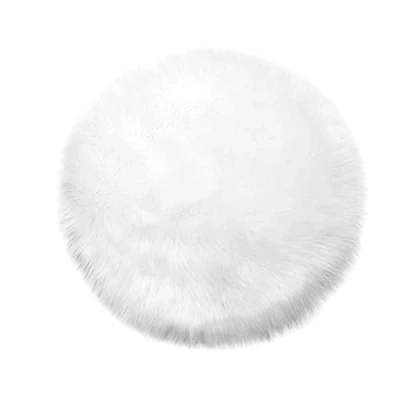 Bild av Teppich Wölkchen fårskinnsmattor fuskpäls mattor imitation Vardagsrum Sovrum fluffig matta Tvättbar pälsmatta, sittdyna, dekorativ päls till stol, soffa, säng Vit 120 cm Runt