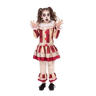 Bild av Bristol Nyhet CF245M Carnevil Clown (tjej) medium kostym, beige, röd, ålder 6 8 år gammal