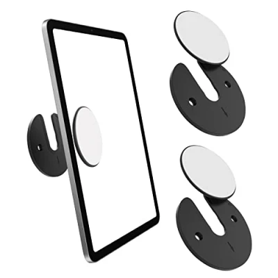 Bild av MoKo Universal Wall Mount for Tablet Phone, 2 Pack 90 Degrees Rotating Round Adjustable Holder Device Storage Compatible with iPad Kindle E reader Smart Phone Wifi Router TV Box, Black