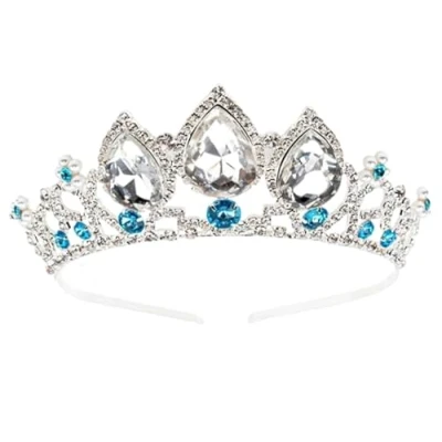 Bild av Prinsesstiara för flickor, trasslig, kristall, strass, cosplay, pannband, krona bal, halloween, födelsedagar och maskerad, Medium, Strass Kristall Metall