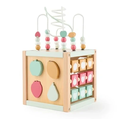 Bild av Bieco FSC® hållbart trä Berry Motorkub Lekkub för barn från 1 års aktivitet, Baby Activity Center Montessori, träleksak på
