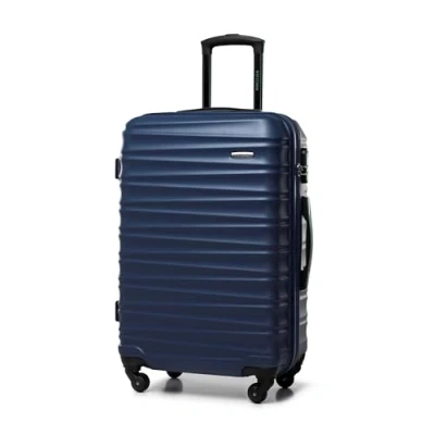 Bild av WITTCHEN Resväska Handbagage Kabinväska Hårdfodral i ABS med 4 svänkbara hjul Kombinationslås Teleskopiskt handtag GROOVE Line Storlek M Mörkblå