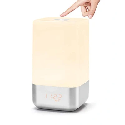 Bild av Wake Up Light, Sunrise Alarm Clock Sunset Simulation Night Light med 5 Naturljud, Touch Control, Stegless Dimmer, Snooze Funktion, 256 Färger RGB Atmosphere Lamp