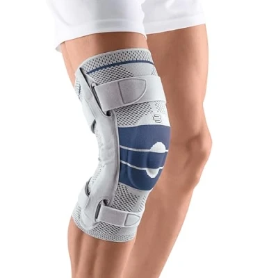 Bild av Bauerfeind GenuTrain S knäbandage andningsaktiv stickad kompression för att lindra smärta och svullnader vid artrit, ACL skador, meniskus hög kvalitet, medicinsk grad knä sleeve, 11041304080701, titan, 1