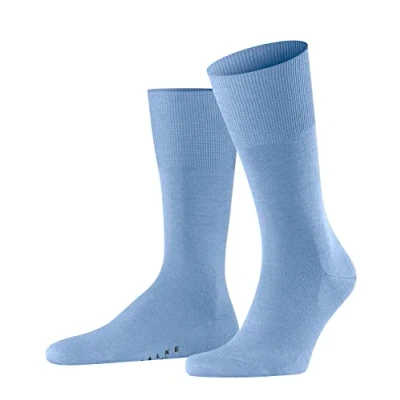 Bild av FALKE Herr Airport strumpor ull bomull svart grå många fler färger förstärkta herrstrumpor utan mönster andas enfärgad 1 par, Blå (Cornflower Blue 6554), 49 50 EU