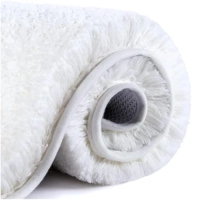 Bild av Halkfri badmatta förtjockad för badrum absorberande ultramjuk badrumsmatta matta fluffig mikrofiber sängmatta golvmatta, snabbtorkande, maskintvättbar 40 x 60cm (Vit)