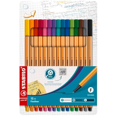 Bild av Fineliner STABILO point 88 Förpackning med 15 Blandade färger