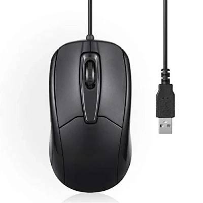 Bild av Perixx PERIMICE 209U trådbunden USB mus med rullhjul för vänster eller högerhand, datorer och bärbara datorer, svart