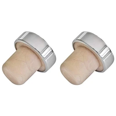Bild av Fackelmann 49554 Vinflaskförslutning 3 cm 2 stycken av kork/plast, kork, silver/beige, 7 x cm, enheter