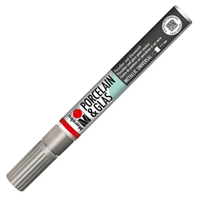 Bild av Marabu 01230031125 porslin och glas Painter körsbär, högglansigt glasmålningspenna på vattenbas, linjebredd 12 mm för målning skrivning, diskmaskinssäker efter inbränning