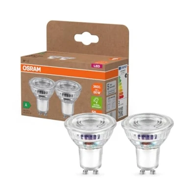 Bild av OSRAM Energy Class LED reflektorlampa PAR16 med 2 W, 360 lm, varmvit (2700 K) tillverkad av klart blyfritt glas GU10 sockel i energieffektivitetsklass A, 50 mm diameter, IP20.