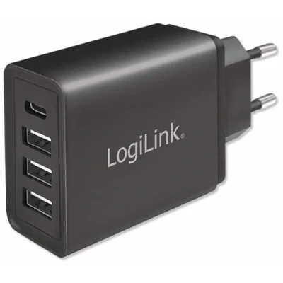 Bild av LogiLink PA0221 USB uttagsadapter (3 x A, 1 C?) 27 W för smartphones/surfplattor/eBooks/etc. Överbelastning, överspänning, överhettning, överladdning och kortslutningsskydd, FastCharge