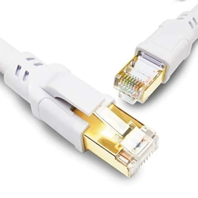 Bild av Yauhody Ethernet Kabel Cat 8 6m, 40Gbps 2000MHz Ultrafast, Dubbelskärmad S/FTP, Guldpläterade RJ45 kontakter Nätverkskabel, Cat7/Cat6 Kompatibel, för PS5, TV, Xbox, Router, POE (Vit)