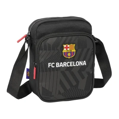 Bild av Safta M672 612426672, F.C. Barcelona svart ytterficka, portfölj, axelväska, bekväm och mångsidig, kvalitet styrka, 16 x 6 22 cm, färg unisex barn, standard, svart, Estándar