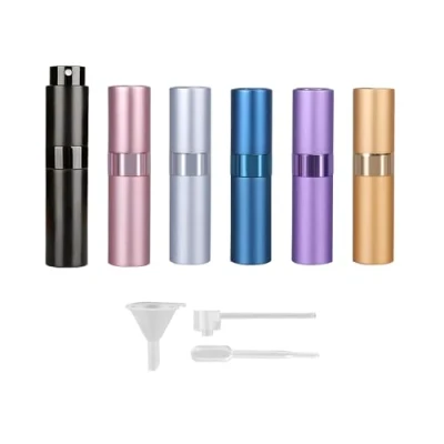 Bild av FZSECRIU Parfym sprejflaska för resor, 6 stycken parfymfyllare, parfymsprejflaska påfyllningsbar 8 ml, perfume Travel Bottle, med tratt, droppare