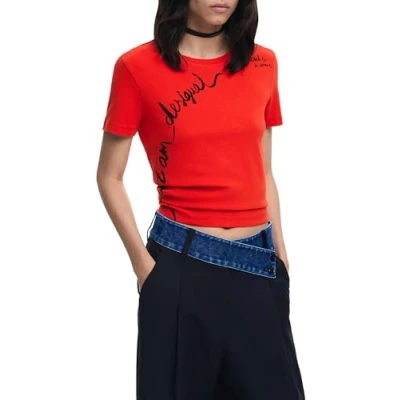 Bild av Desigual WITH Embroidered Phrase Tshirt med print, Storlek: Large, Red
