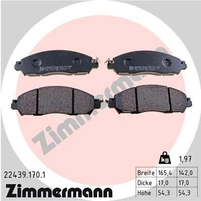 Bild av ZIMMERMANN 22439.170.1 Jeu de plaquettes frein avec indicateur d&#039;usure la photo correspond au contenu livraison NISSAN: NP300 Navara Pick up