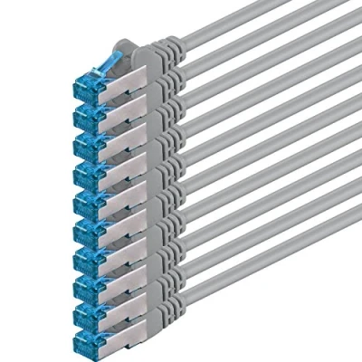 Bild av 1CONN 10 x 2,0 M CAT 6a nätverkskabel Ethernet Cable Lan Patch RJ 45 kontakt SFTP GB/s stycken grå