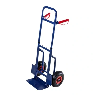 Bild av säckkärra transportkärra vikbar stålrörram 200 kg lastkapacitet luftfylld profil gummidäck hjulskydd ergonomiska handtag