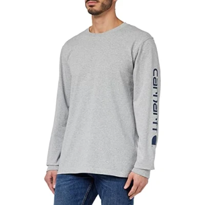Bild av Carhartt Löst, tung långärmad t shirt med logotypgrafik på ärmarna, Ljunggrå, XXL