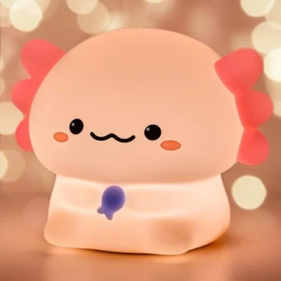 Bild av GIBOHOM Axolotl Barn Nattlampa, Dimbar LED Silikon Nattlampa För Touch kontroll, med 30 Minuter Timer, Uppladdningsbar via USB, Present till Baby
