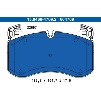 Bild av ATE 13.0460 4709.2 Jeu de plaquettes frein préparé pour indicateur d&#039;usure, contact signal d&#039;usure exclu MERCEDES BENZ: GLE, Classe G, GLE Coupe