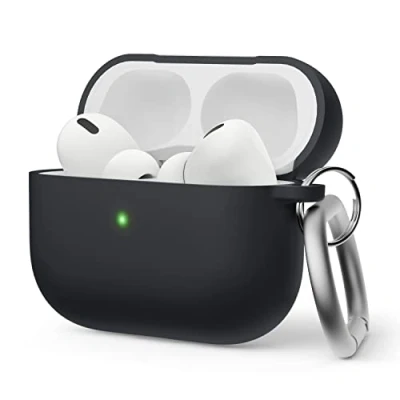 Bild av elago Flytande silikonhybridfodral kompatibelt med Apple AirPods Pro 2. Generation Case, Dreischichtige Struktur : Voller Schutz, LED frontsichtbar, Unterstützt Kabelloses Aufladen (svart)