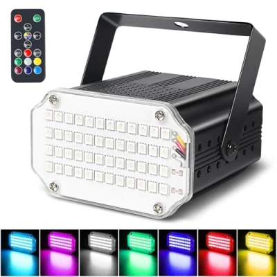 Bild av Flerfärgat stroboskop med fjärrkontroll disco ljus, 48 LED musikstyrd blixt för rum, discoljusfest strobe light stroposkopblixt projektor ljuseffekter