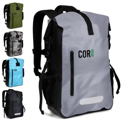 Bild av Cor Surf vattentät torr väska ryggsäck 25 l och 40 med vadderad laptopfodral (40L, Grå)