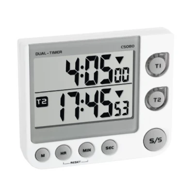 Bild av TFA Dostmann elektronisk 2 vägs timer, 38 2025, med minnesfunktion, 3 volymnivåer, LED varningsljus, vit, L 91 x B 21 (30) H 76 mm