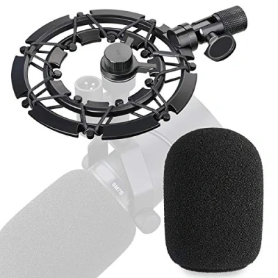 Bild av YOUSHARES SM7B popfilter med stötdämpande matchande mikrofon bomarmstativ, kompatibel