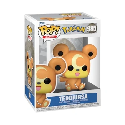 Bild av Funko POP! Games: Pokemon Teddiursa Vinylfigur för samlare Presentidé Officiell handelsvara Leksaker barn och vuxna Fans av videospel Modellfigur utställning
