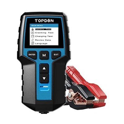 Bild av bilbatteritestare 12 V 24 lasttestare, TOPDON BT200 100 2000CCA generatortestare för motorfordon digital bilbatterianalysator, lastvevsystemstestare personbil, ATV, bil, båt