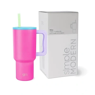 Bild av Simple Modern 30 cl tumlare med handtag och sugrörslock Isolerad kopp återanvändbar rostfritt stål vattenflaska resemugghållare vänlig gåvor för kvinnor honom henne Trek Collection 80s mix