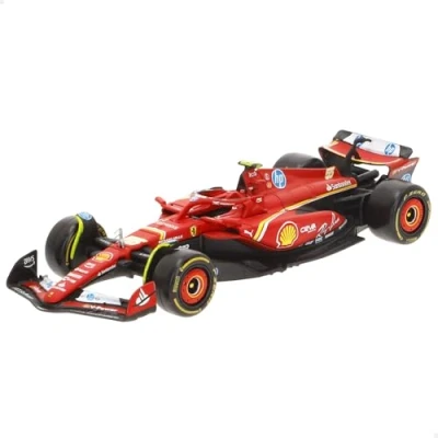 Bild av BBURAGO Ferrari SF 24 Charles Leclerc #16 2024 realistisk bilmodell i skala 1:43, driven av Leclerc, officiellt licensierad Ferrari, rekommenderad ålder 3+ år