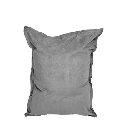 Bild av Lumaland jättesaccosäck XXL 140 x 180 cm Inomhus saccosäck av mjuk och tvättbar mikrovelour 2 i 1 för bekväm sittning liggande Med över 3 miljoner anpassningsbara EPS pärlor [grå]