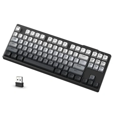 Bild av ATTACK SHARK X FREEWOLF M87 80% Trådlöst Speltangentbord, 87 Nycklar TKL RGB SA PBT Tangentbord Bluetooth /2,4Ghz Dual Mode, 4000mAH Batteri för Mac/Win, Silent Office/Gaming Svart Gradient