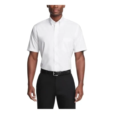 Bild av Van Heusen kortärmad herrskjorta normal passform Oxford solid, Vitt, XL