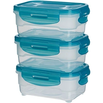 Bild av Amazon Basics Set med matförvaring i 3 delar, luftlåst, x 0,6 liter, ljusblå