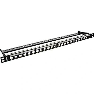 Bild av InLine 76824C Patchfeld 24 faldigt, Keystone Snap in tomplåt patchpanel, 19 tum, 0,5 HE, svart