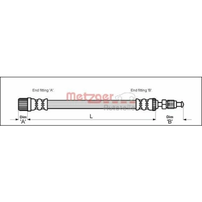 Bild av METZGER 4113258 Flexible De Frein 470 M10 x 1 PEUGEOT: 405 I Berline, II Break