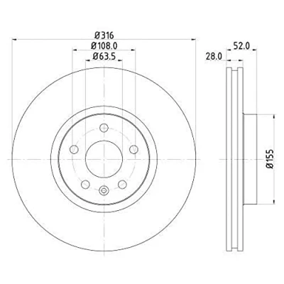 Bild av HELLA PRO High Carbon 8DD 355 129 511 Disque de frein VOLVO: V60 I, S60 II, XC70 II Break, FORD: S Max Mk1, Galaxy Mk2 MPV