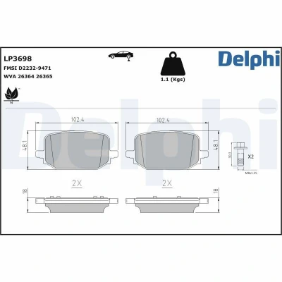 Bild av Bromsbeläggssats, skivbroms DELPHI LP3698