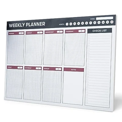 Bild av Grupo Erik Weekly Planner A4 Family Calendar 54 Tear Off Pages Desk Organiser To Do List Desktop Notepad